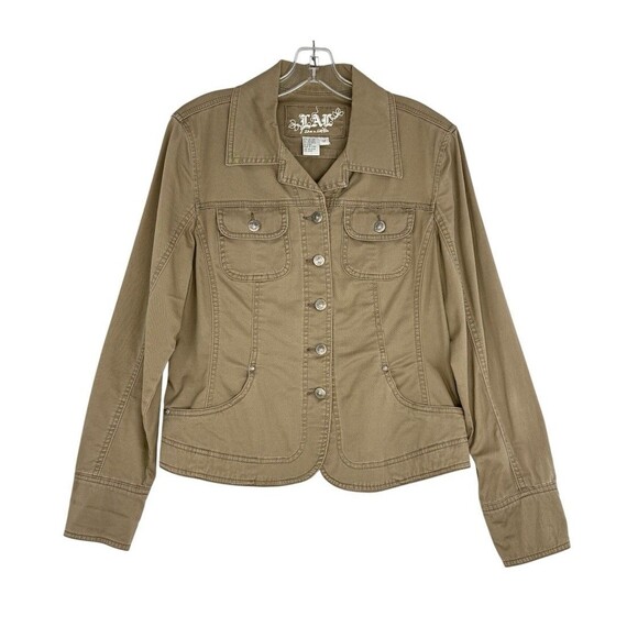 Live a Little LAL Denim Jean Jacket, Women Size M Brown Button Cotton - Picture 1 of 16